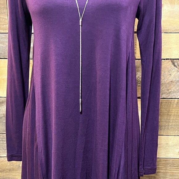 Alya Purple Long Sleeve Blouse Shark Bite bottom Size small - Picture 9 of 11